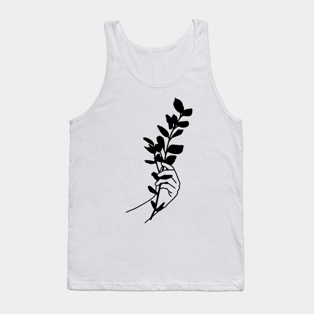 Minimal botanical hand Tank Top by Vintage Dream